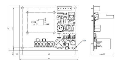 Dimensiones de la versión del kit de soporte del controlador de motor paso a paso SMD-1.6