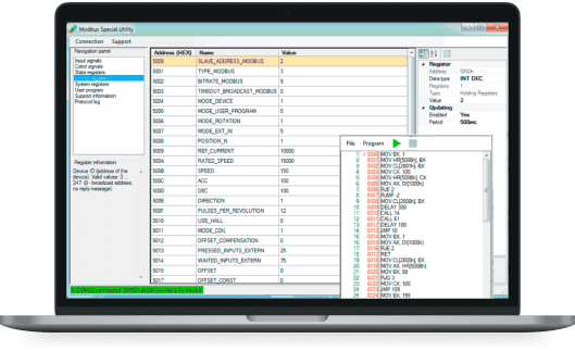 The Modbus Special Utility software