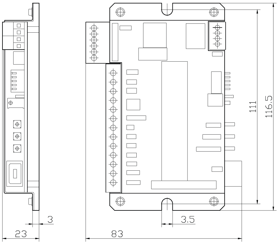Dimensions of stepper motor controller SMSD-1.5
