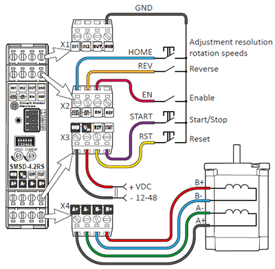 Connection diagram of the SMSD-4.2RS controller in the analog speed control mode