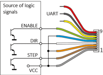 Wiring diagram for logic signals - common anode