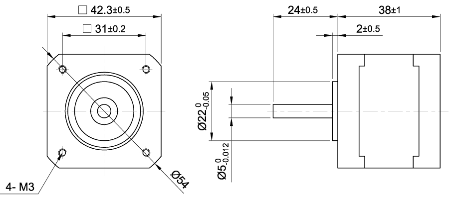 Dimensions of stepper motor ST4118L1804-A