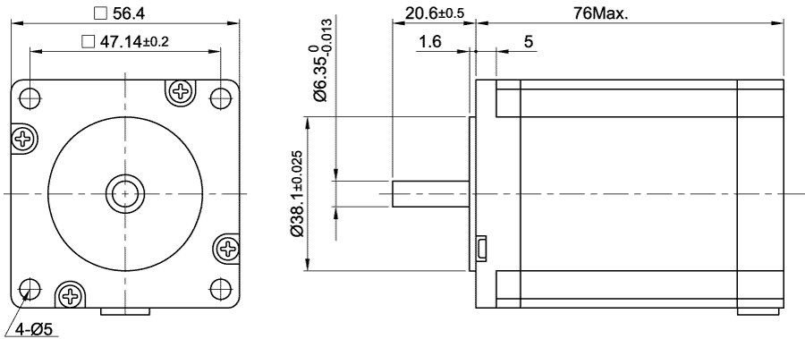 Dimensions of stepper motor ST5918L4508-A