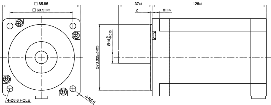Dimensions of stepper motor ST8918L6708-A