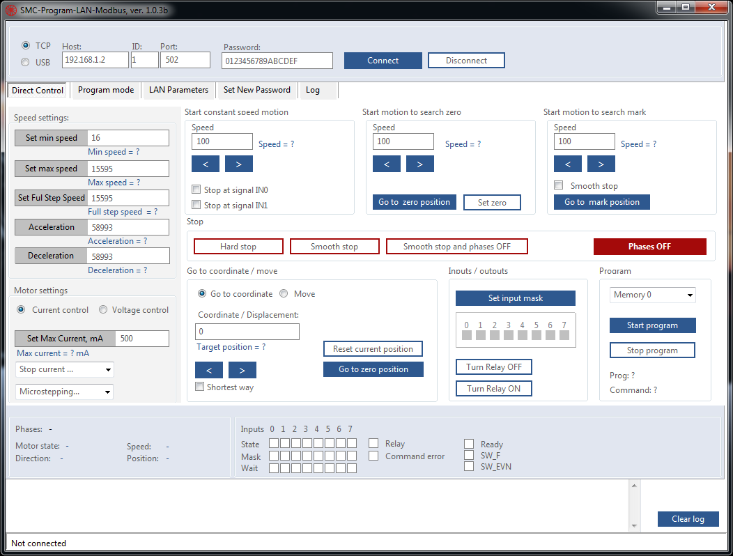 SMC-Program-LAN Modbus (for SMSD-LAN controllers with Modbus TCP/IP firmware)